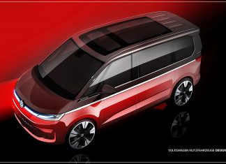 Erste Skizze des VW Multivan vor der offiziellen Präsentation im Juni
