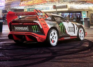 Spektakulär, sehenswert: Ken Block und Audi S1 Hoonitron elektrisieren Las Vegas